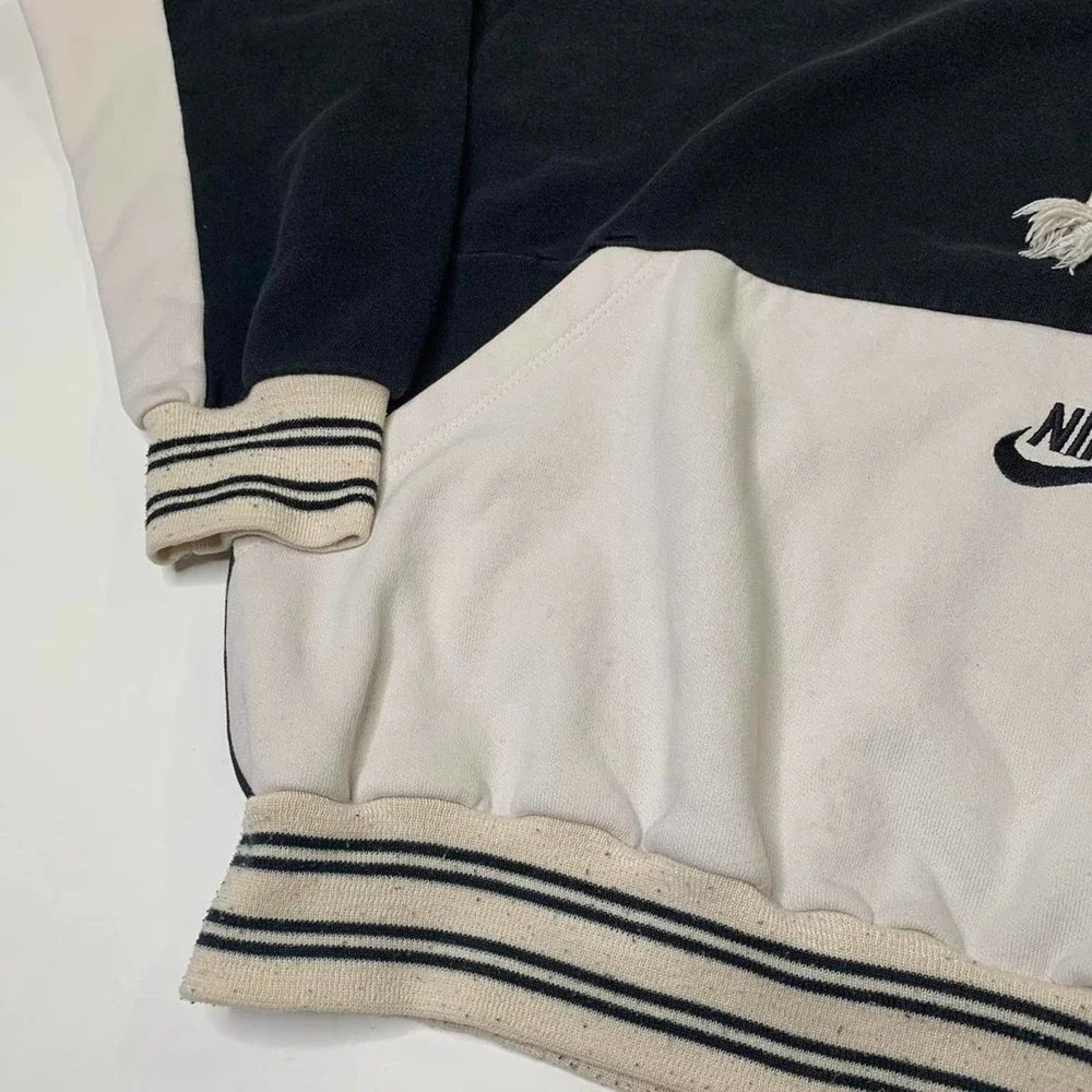 Vintage y2k Nike Center Swoosh Hoodie 80s Black & White - Picture 3 of 4